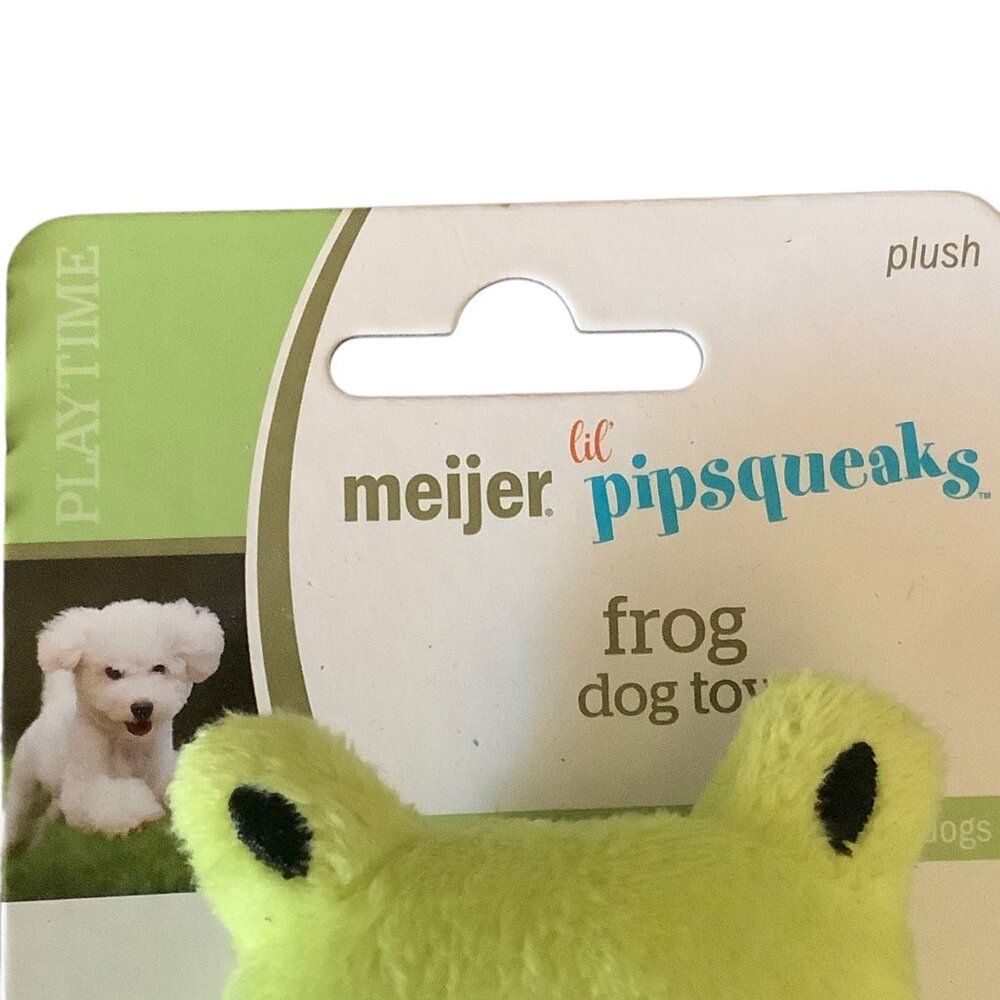 Meijer Lil Pipsqueaks Plush Frog‎ Dog Toy 5" Green & Blue For Small Dogs NEW - Picture 2 of 4